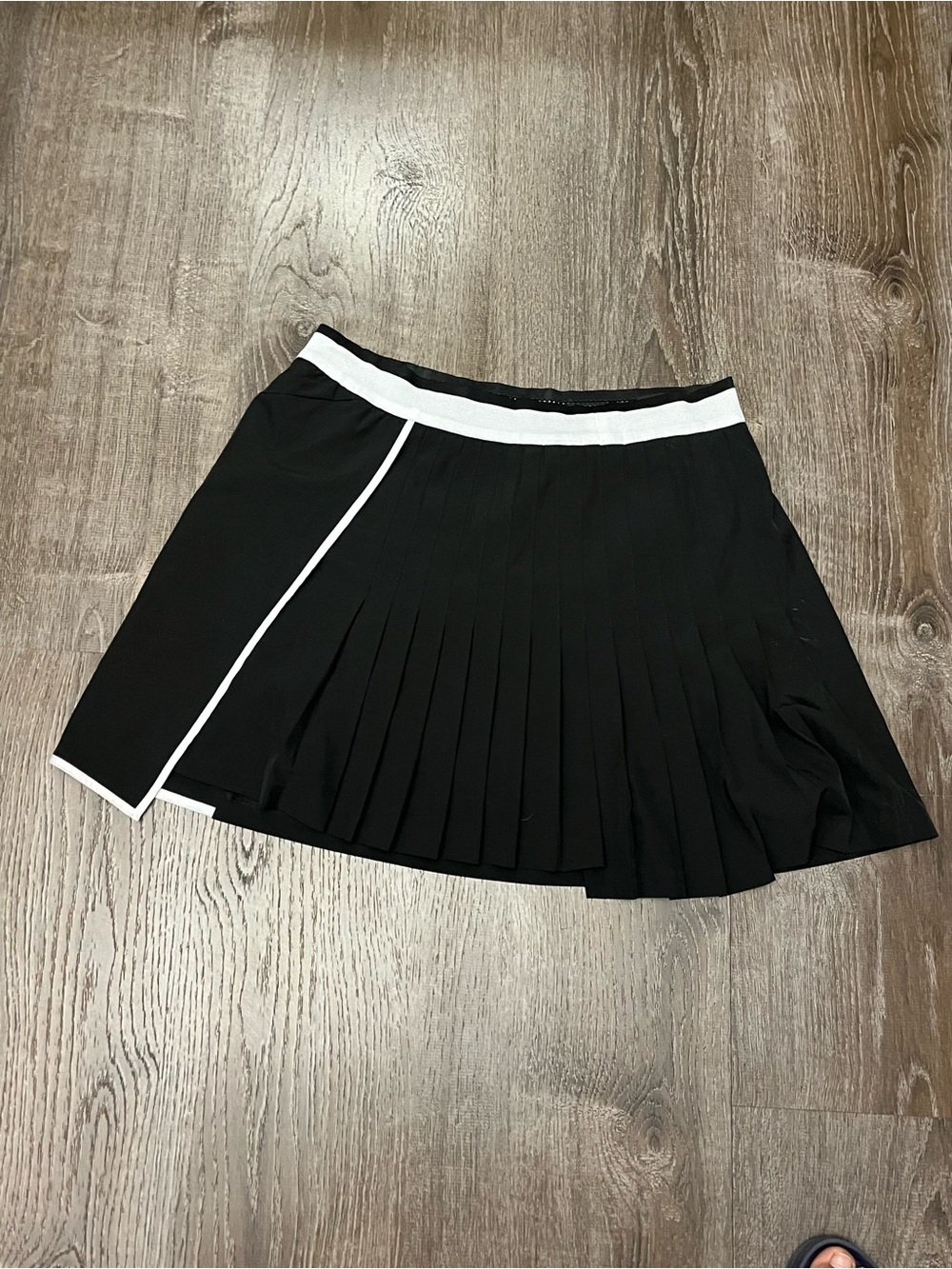 PXG Black Pleated Skater Skirt with White Waistband and Trim